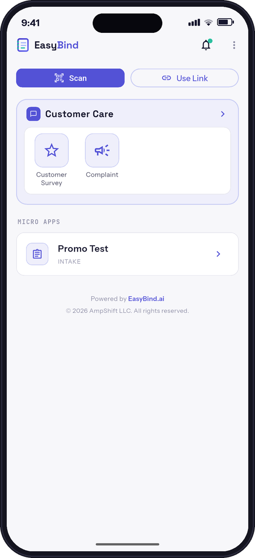A micro app built with EasyBind